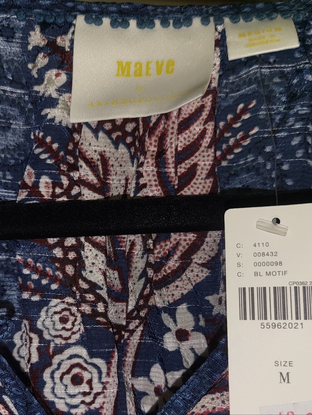 Anthropologie Navy Blue Hiver Blouse NWT Size Medium New - Picture 8 of 8
